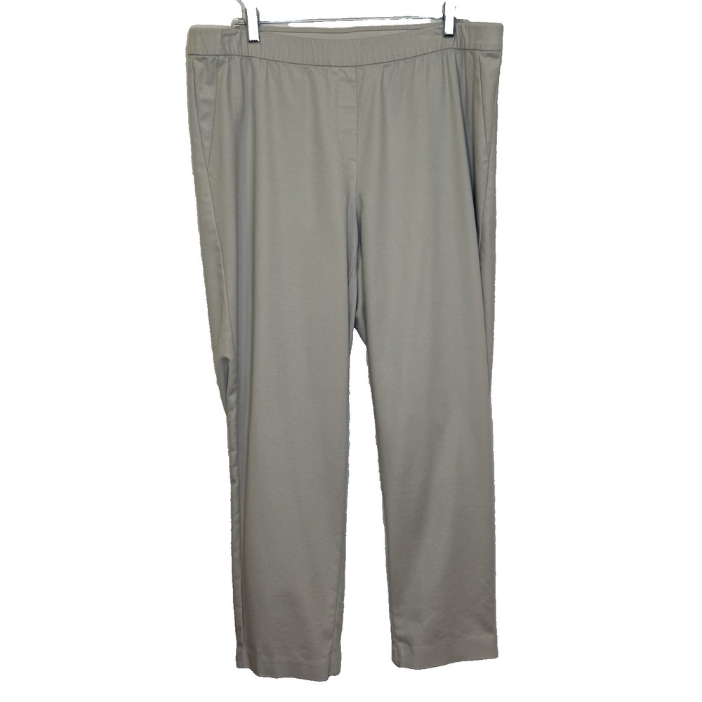 J.Jill Pants Womens Sz 20 Khaki Pull On Elastic Waist Straight Leg Cotton Blend